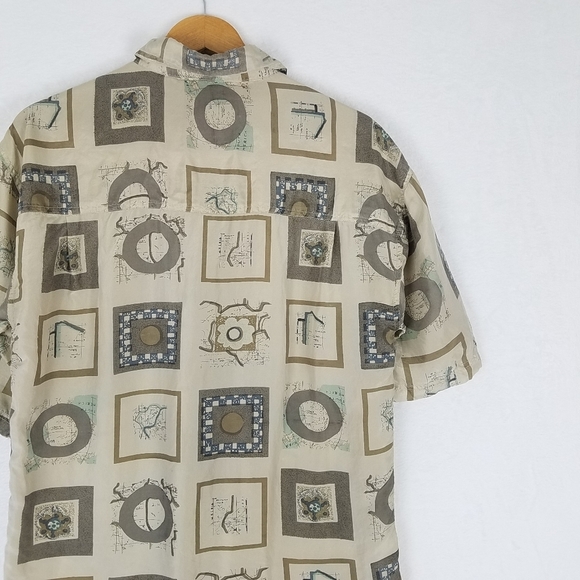 Vintage Desica 100% Silk Button Front Printed Short Sleeve Shirt Top Large - Picture 4 of 10